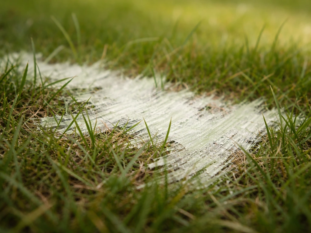Zone d’herbe peinte : le scumbling crée une texture brisée laissant voir la couleur en dessous.