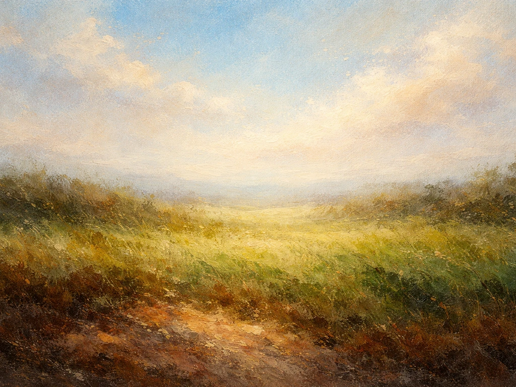 Lignage terre herbe ciel en peinture impressionniste