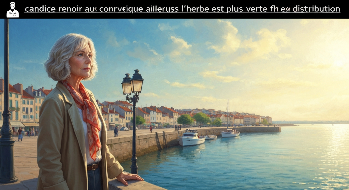 Affiche illustrée : une détective privée sur un quai ensoleillé d'une petite ville côtière, palette chaude et touches impressionnistes, style semi‑réaliste, sans ressemblance avec une personne réelle.